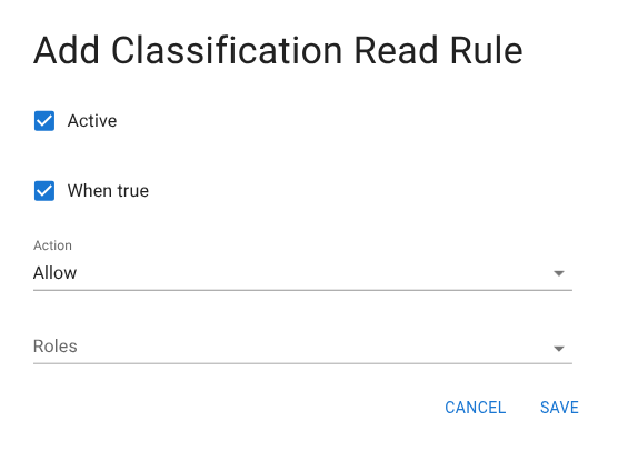Screenshot: Read rule configuration