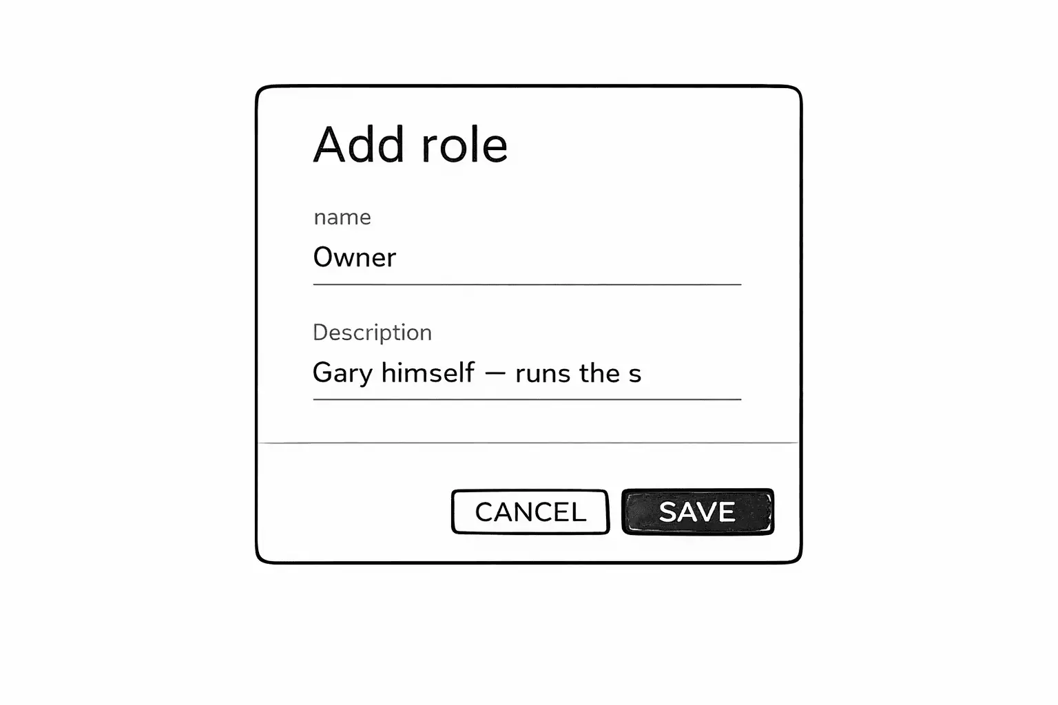 Add role screen with Owner and a short description