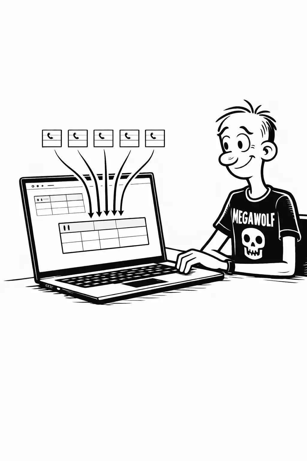 Customer row with multiple linked phone number entries