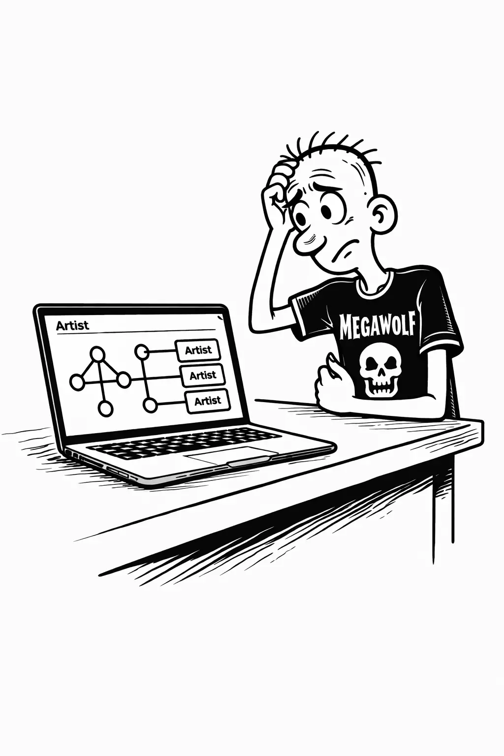 Gary hesitating over a record entry