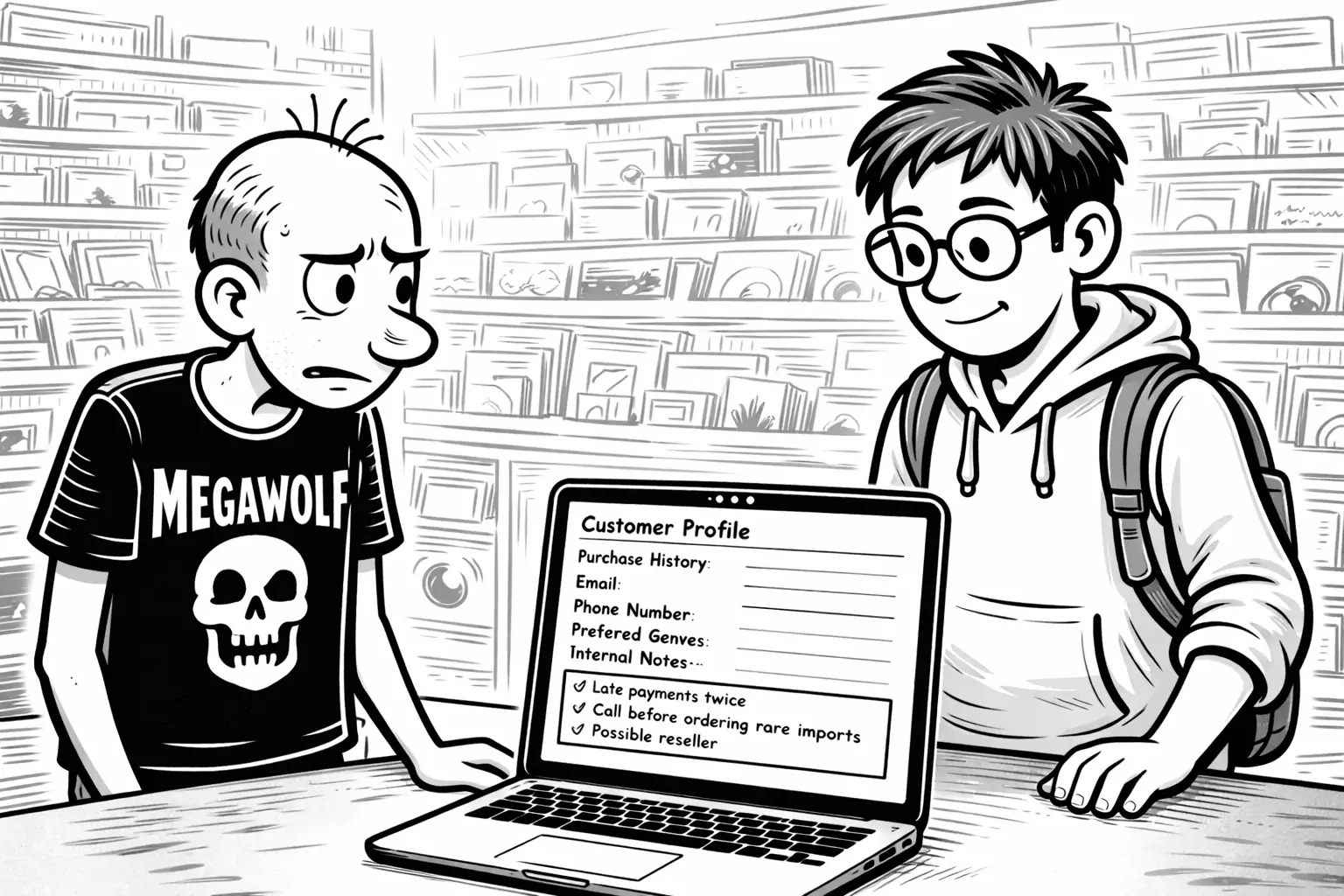 Gary and Sam discussing visibility rules while looking at the system on a laptop