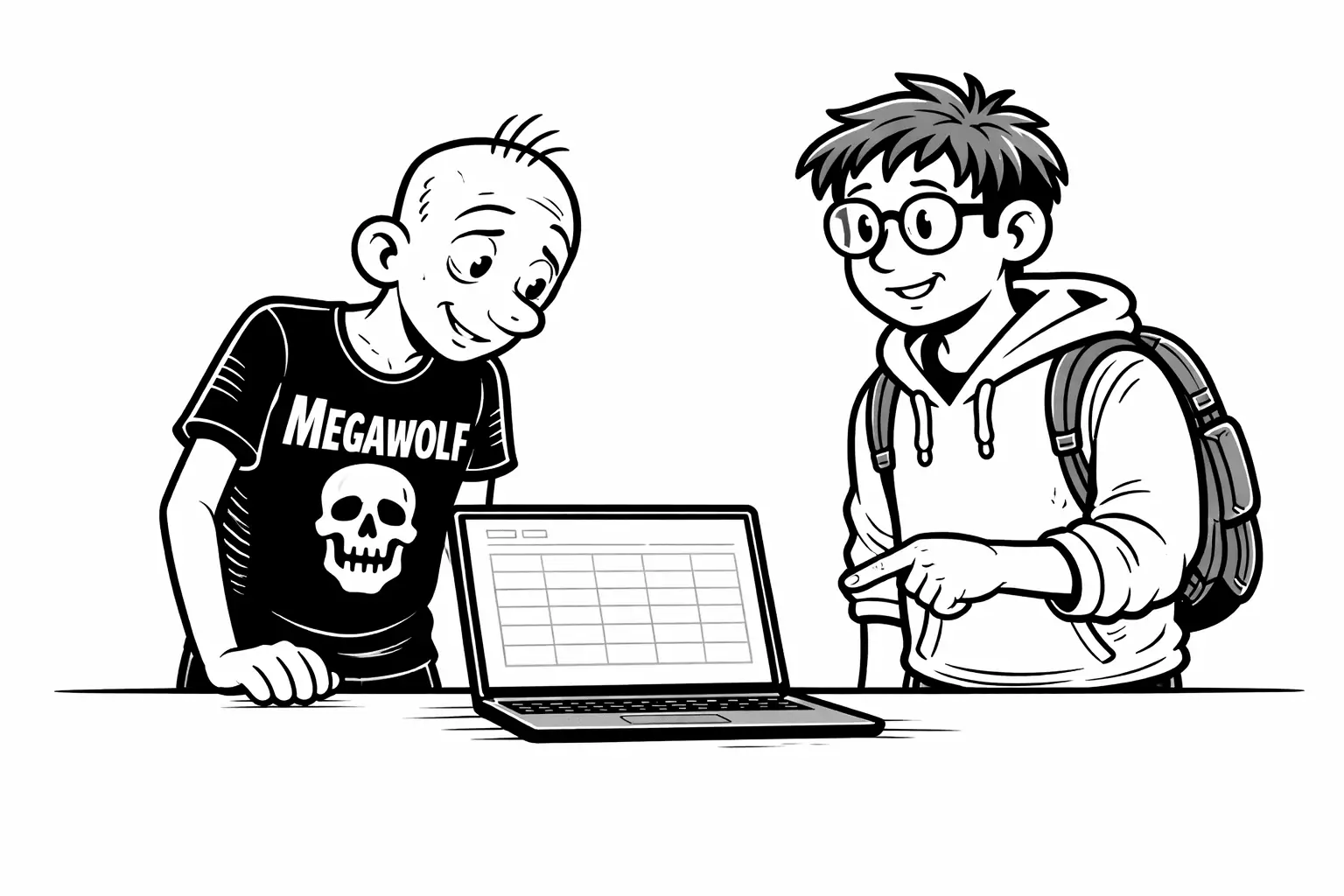 Gary and Sam looking at a simple CSV-like data view