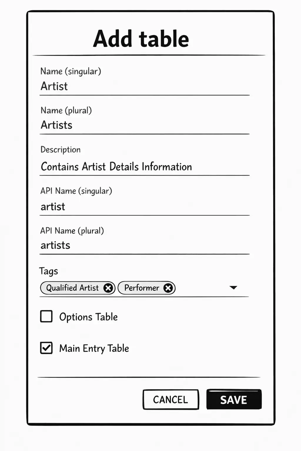 Laptop screen showing several simple table boxes being created