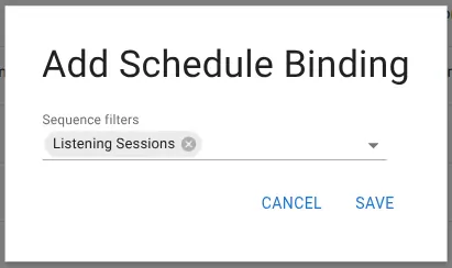 Bind schedule dialog
