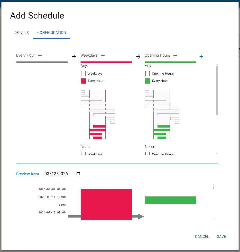 Schedule configuration