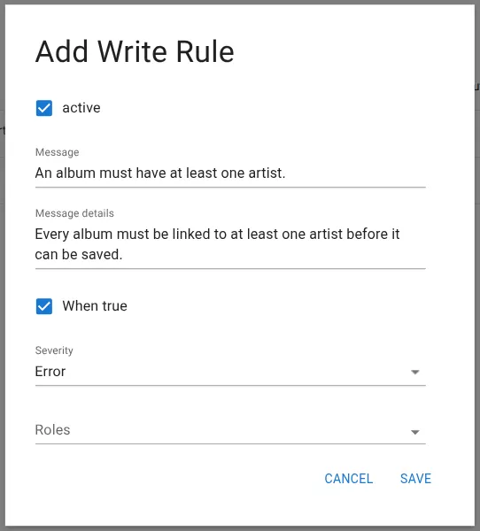 Write rule configuration