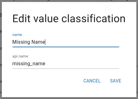 Edit value classification