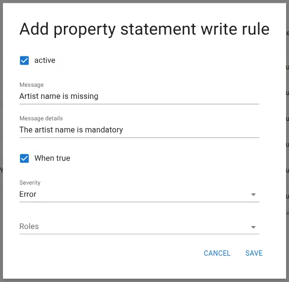 Write rule configuration