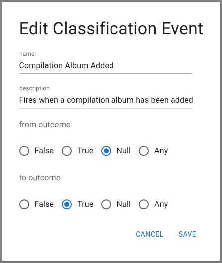 Edit classification event