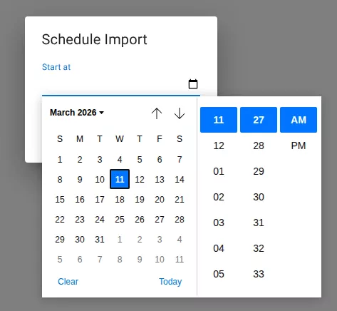 Schedule import dialog