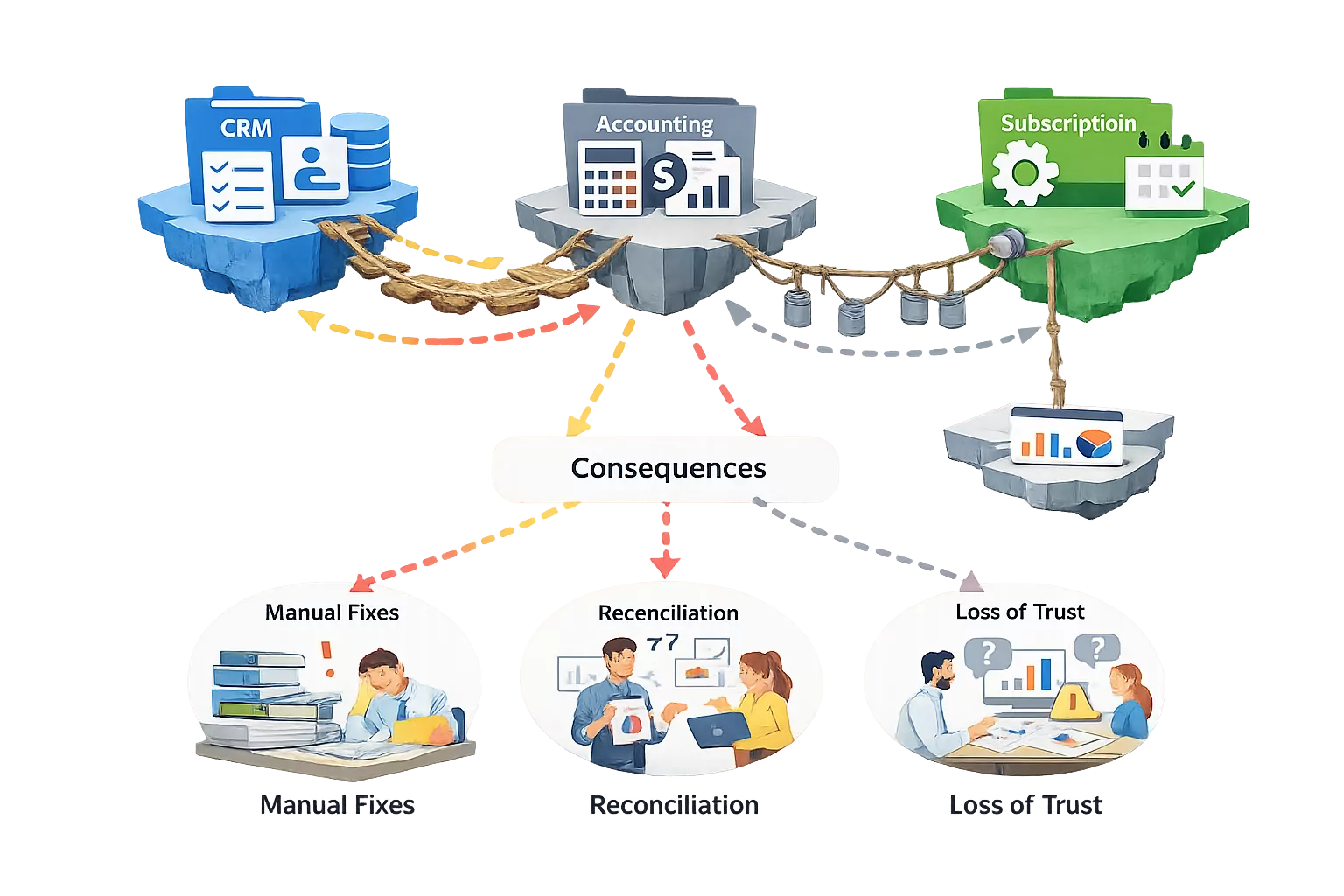 Flow between systems splitting into multiple adjusted paths
