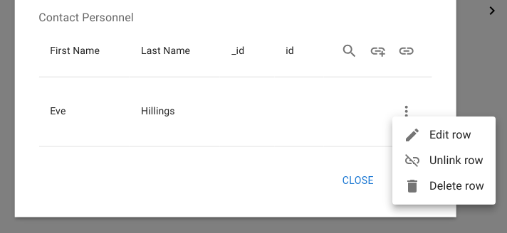 Settings Menu for Linked Person