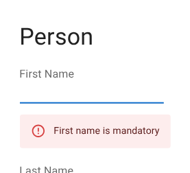 Screenshot: Error message from value classification