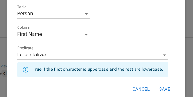 Screenshot: Value classification editor with predicates